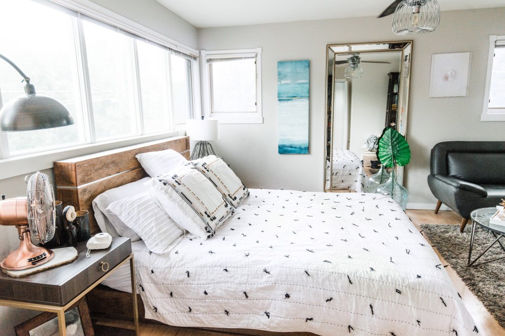 Bedroom tassel pompom quilt blanket anthropologie environment beam bed frame decor style home 