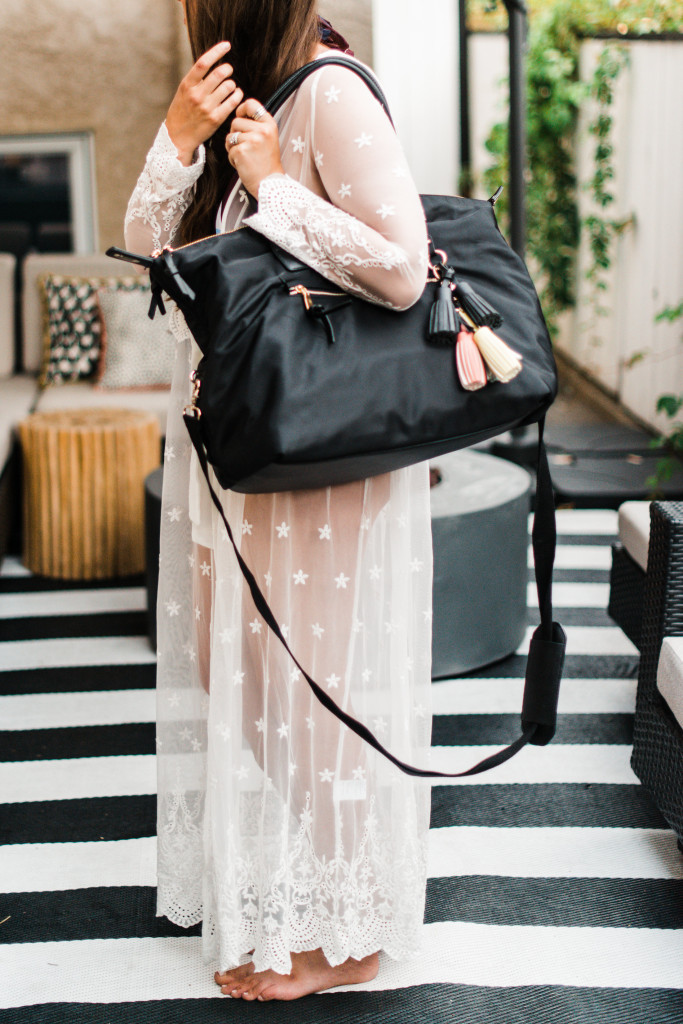 poppy peonies peony travel bag lace cover up maxi dress Kira Paran Northern Style Exposure black white striped patio rug 