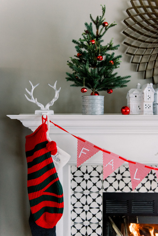 minimalist small charlie brown christmas tree antler stocking hanger 